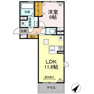 ウィル東小路【1階】の間取り