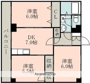 モイスト健軍【2階】の間取り
