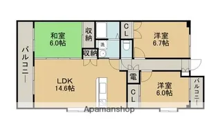 マーカス画図1番館【3階】の間取り