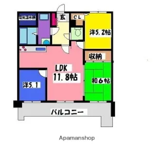 コアマンション九品寺南【5階】の間取り
