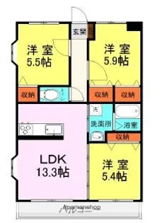 SUN ANGEL’S【4階】の間取り