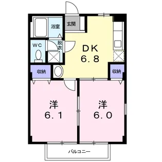 松岡ハイツA【1階】の間取り