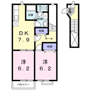 ジュネス清水【2階】の間取り