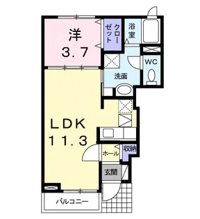 コーポ上ノ川B【1階】の間取り