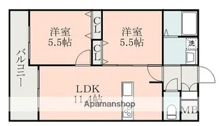 2LDKの間取り画像