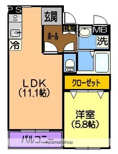 パピーズ水前寺【1階】の間取り