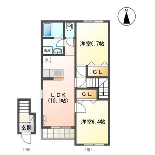 スカイヴィレッジ城南B棟【2階】の間取り