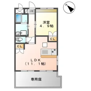 シャトー・ドゥ・レーヴR【1階】の間取り