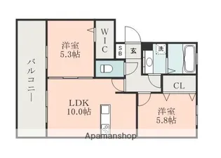 JK長嶺東【3階】の間取り