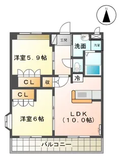 グランディール島崎【2階】の間取り