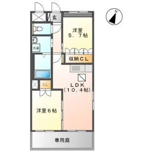 STARVICINO【102号室】の間取り