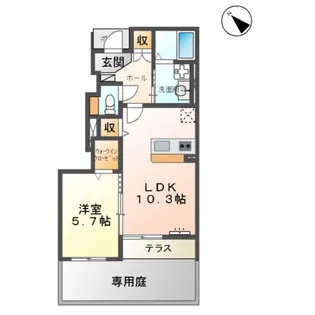 エレガンス益城【1階】の間取り