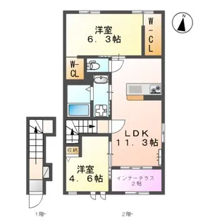 ルガルボニート北熊本【2階】の間取り
