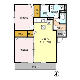 ローズハイム馬渡 B棟【1階】の間取り