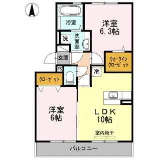 ヴィラはるかぜ B棟【2階】の間取り
