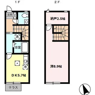 熊本県熊本市南区城南町下宮地【テラスハウス】の間取り