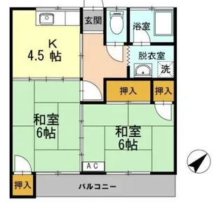 かつきハイツ【1階】の間取り