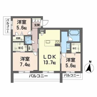 メゾンリーベル【2階】の間取り