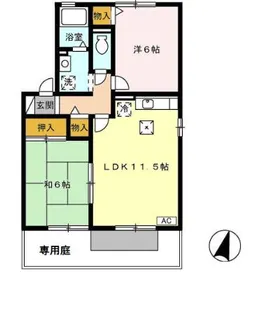 パークサイドヴィラ B棟【1階】の間取り