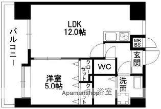 ランドタワーK−1【5階】の間取り