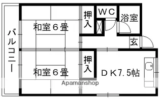 コーポ黒石Ⅱ【2階】の間取り