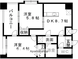 リバージュ県庁通り【8階】の間取り