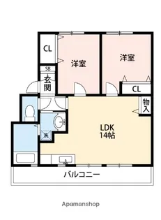 ライフヴィレッジ田迎Ⅰ【3階】の間取り