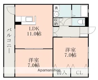 コートプレイス龍田Ⅲ【3階】の間取り