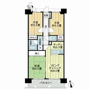 ライオンズマンション坪井川遊水公園【0706号室】の間取り