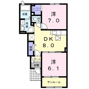 ヴィラ ハピネス【1階】の間取り