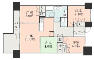グランドオーク唐人町通り【10階】の間取り