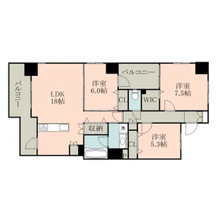 ヴィレラ辛島【5階】の間取り