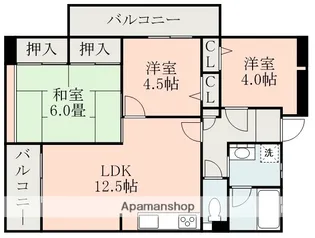 スカイハイツ新町【9階】の間取り