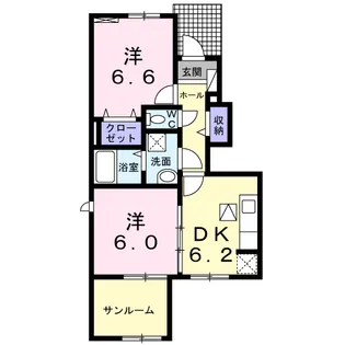 カーサ ジンゴA【1階】の間取り