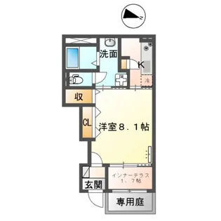 PRENDRE黒髪【1階】の間取り