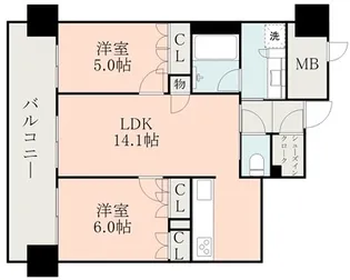 2LDKの間取り画像