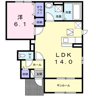 1LDKの間取り画像