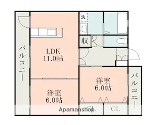 ライフパークB棟【2階】の間取り