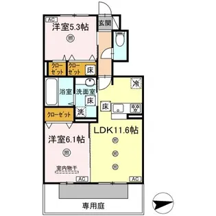 (仮称)DーROOM西区上代【1階】の間取り