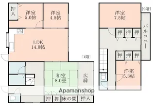 熊本県熊本市東区東野2丁目【一戸建】の間取り