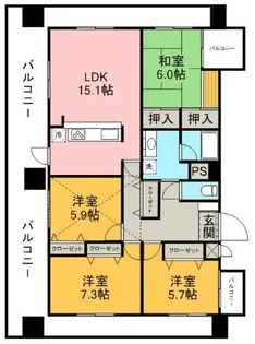 朝日プラザ五福プティックス【13階】の間取り
