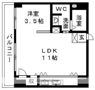 HAPPY FEELIN’ SHINMACHI【3階】の間取り