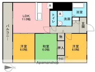 熊本県熊本市中央区八王寺町【マンション】の間取り