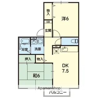 フラワーパークB棟【201号室】の間取り