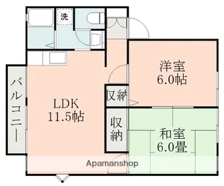 リバーハイツ【1階】の間取り