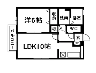 1LDKの間取り画像