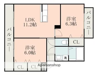 アムール尾ノ上Ⅱ【103号室】の間取り