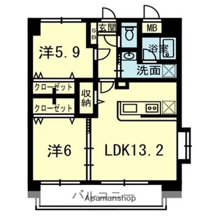 パリス尾ノ上【601号室】の間取り