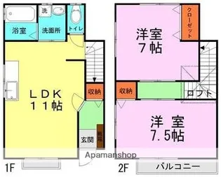 ハウスYST(花立6丁目)【2階】の間取り