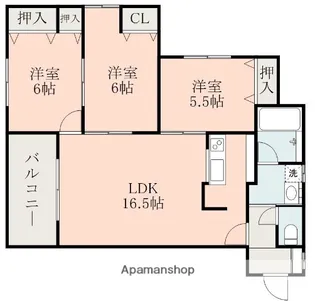プラウド嘉島【1階】の間取り